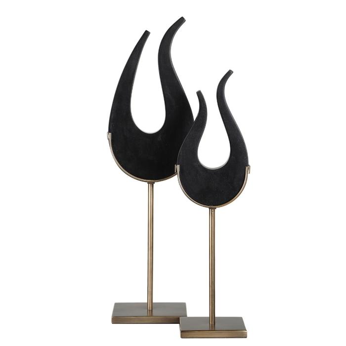 Uttermost Black Flame Sculptures, Set of 2 1