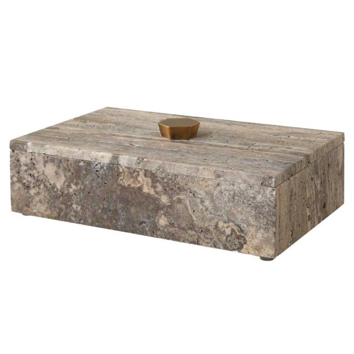 Uttermost Griseus Travertine Stone Box 1