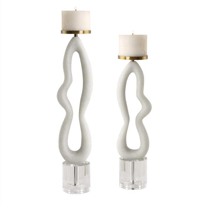 Uttermost Feamelo Ivory Stone Candleholders, Set of 2 1