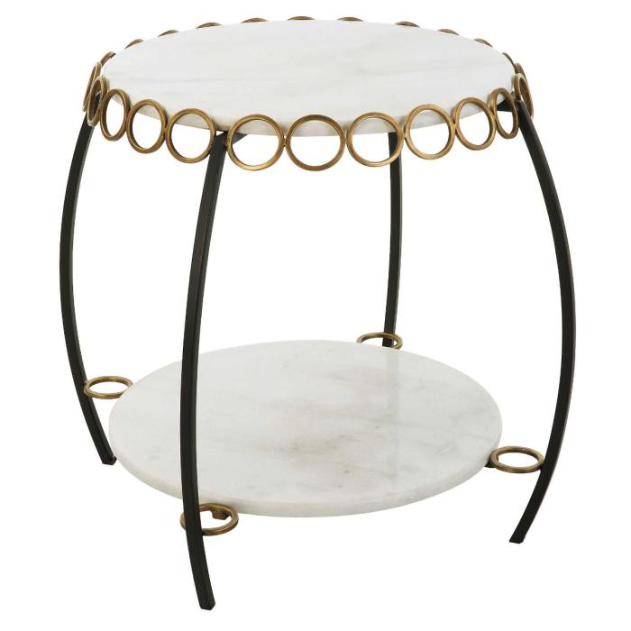 Uttermost Chainlink White Marble Side Table 1
