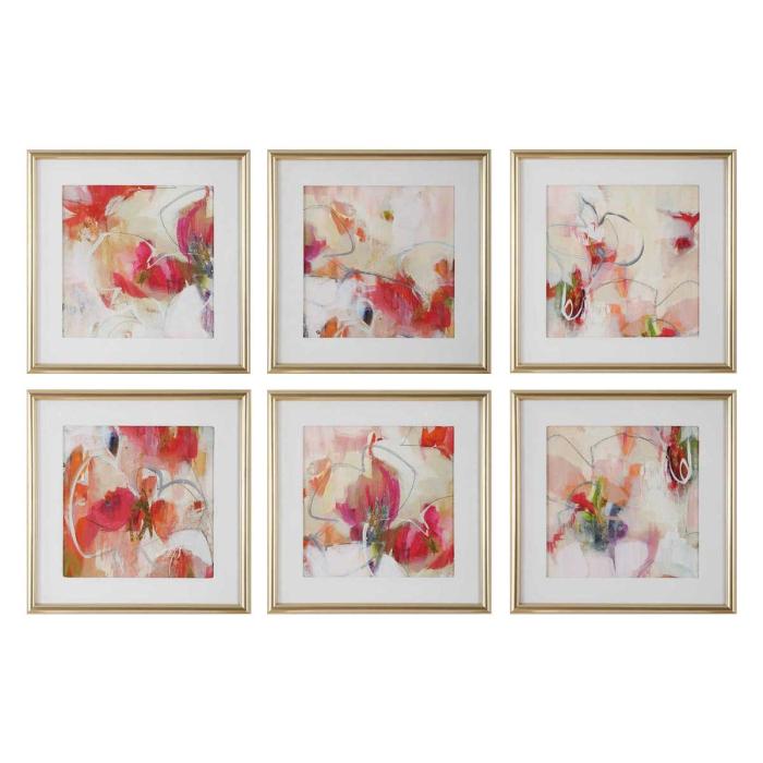 Uttermost Fresh Start Red Abstract Prints, Set of 6 1