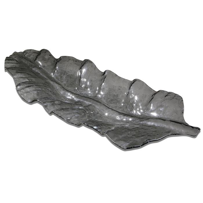 Uttermost  Smoked Leaf Glass Tray 1