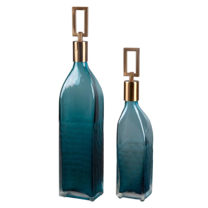 Uttermost  Annabella Teal Glass Bottles, S/2 1