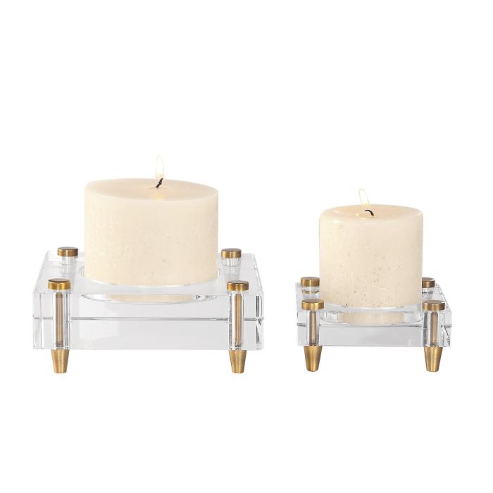 Uttermost  Claire Crystal Block Candleholders, S/2 1