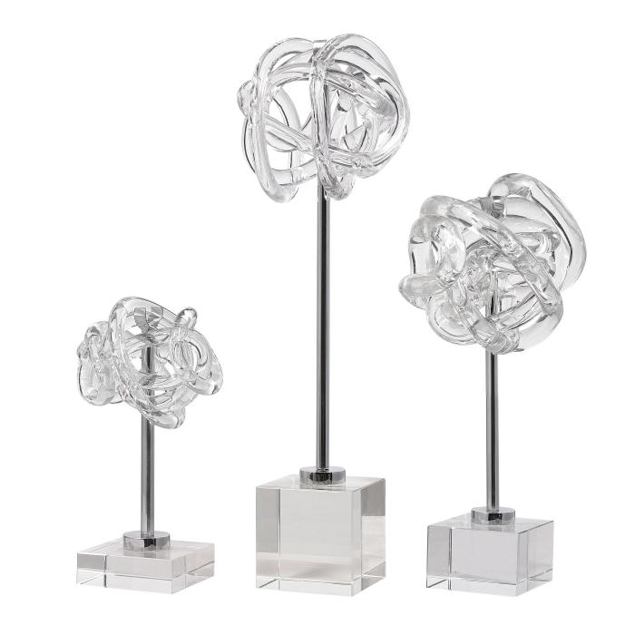 Uttermost  Neuron Glass Table Top Sculptures, Set of 3 1