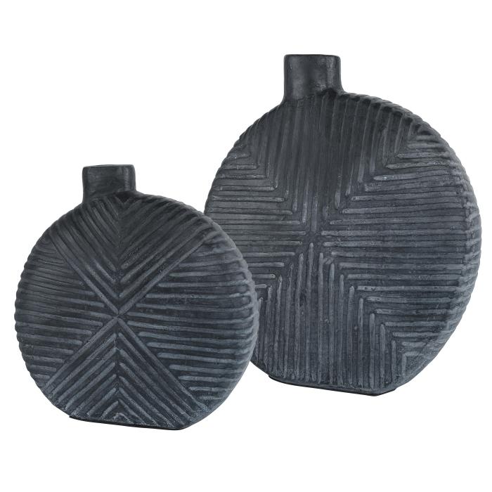 Uttermost  Viewpoint Aged Black Vases, Set/2 2