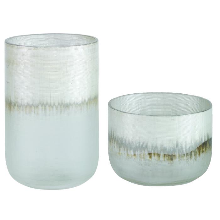Uttermost  Frost Silver Drip Glass Vases, Set/2 1