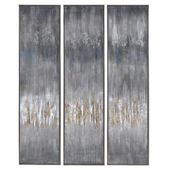 Uttermost  Gray Showers Hand Painted Canvases, Set/3 1