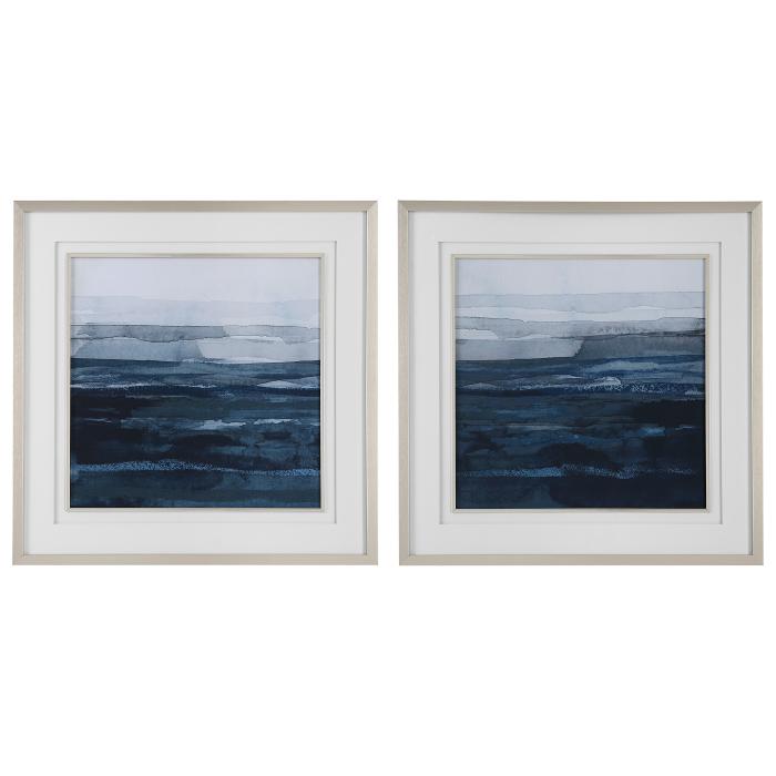 Uttermost  Rising Blue Abstract Framed Prints, Set/2 1