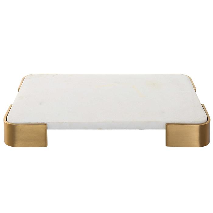 Black Label Elevated Tray/Plateau - White Marble Small 1