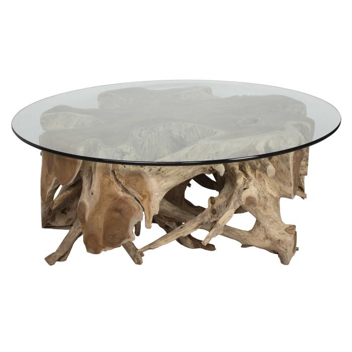 Black Label Center Root Coffee Table - Round 117cm Glass  1