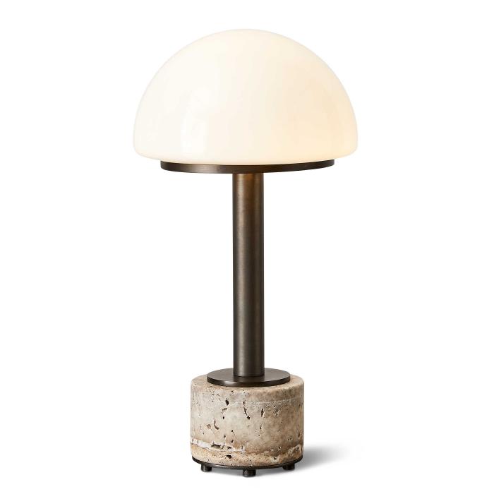Black Label Mushroom Mini Lamp - Gray Travertine 1