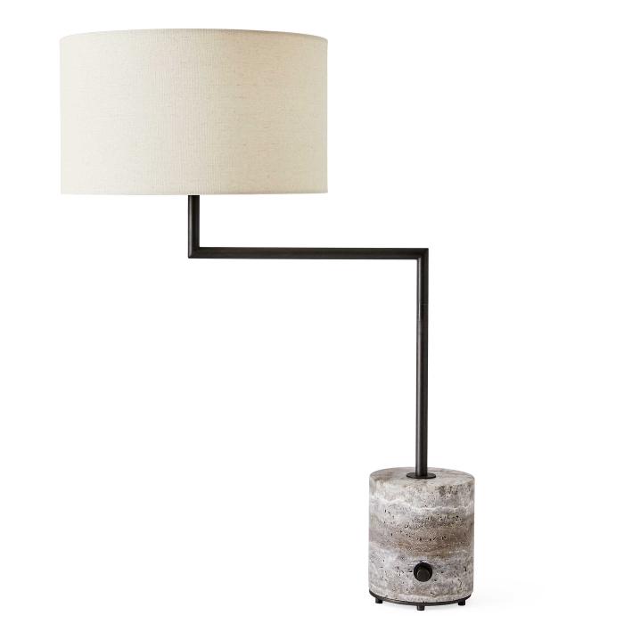Black Label Pivot Table Lamp - Travertine/Bronze 1