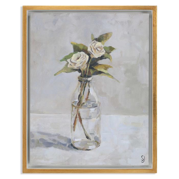 Black Label White Garden Rose Framed Canvas 1