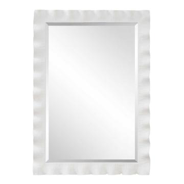 Haya White Scalloped Mirror