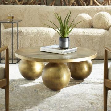 Triplet Antique Brass Coffee Table