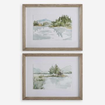 Serene Lake Framed Prints | Set of 2