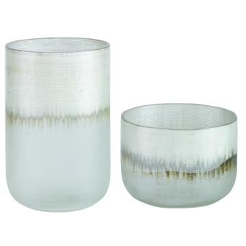  Frost Silver Drip Glass Vases, Set/2