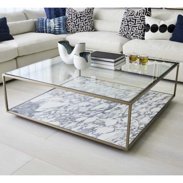 Floating Plane Coffee Table - Marble/Brass