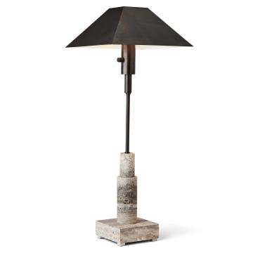 Telescope Buffet Lamp - Gray Travertine/Bronze