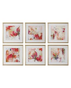 Fresh Start Red Abstract Prints, Set of 6