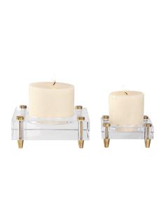  Claire Crystal Block Candleholders, S/2