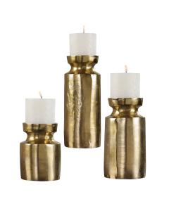  Amina Antique Brass Candleholders Set/3