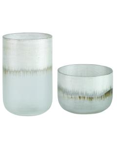  Frost Silver Drip Glass Vases, Set/2