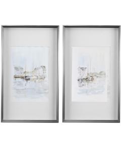  New England Port Framed Prints, S/2