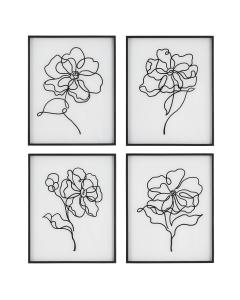  Bloom Black White Framed Prints, S/4
