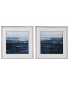  Rising Blue Abstract Framed Prints, Set/2